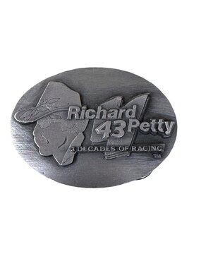 Richard Petty vintage 1991 Nascar Belt Buckle Original Vtg Authentic SIlver Tone